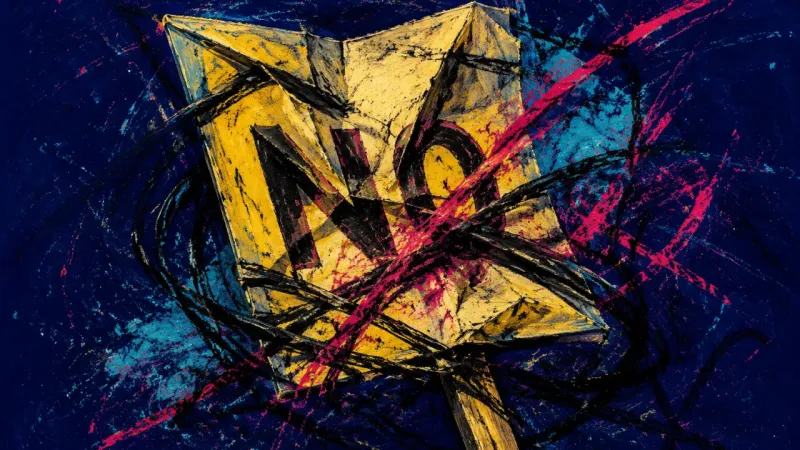 An abstract placard crushed by tangled lines, representing self-censorship when hidden DEI work1.