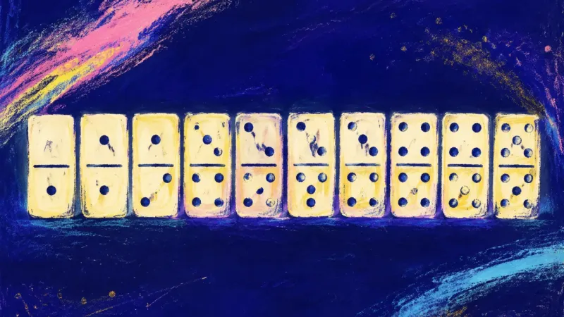 An abstract domino set restored to an ordered sequence, representing self-directed planning and bal­