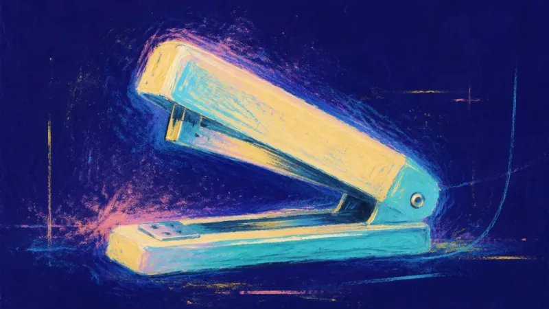 Room to Release A stapler restored from a jammed, compressed form into an open, orderly shape, representing planned,