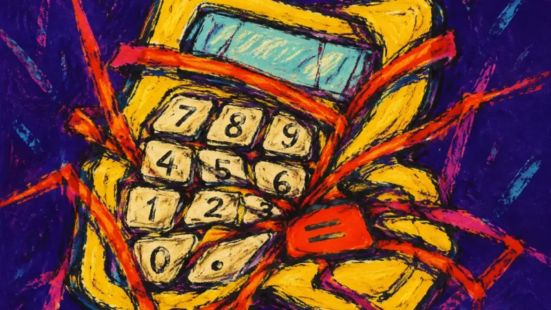 The Intelligence Test A crushed calculator with its buttons crowded together, representing fear that one imperfect12