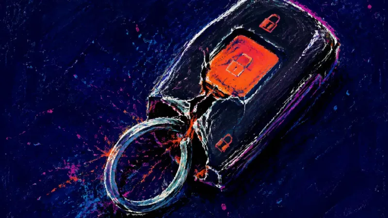 The Unpaid Route A damaged car key fob symbolizes resentment from repeatedly carrying a group's transport plans.