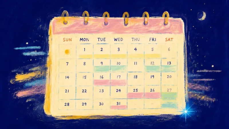 Steady Rhythm An abstract calendar restored to order, representing a flexible routine and calmer choices after a้ง