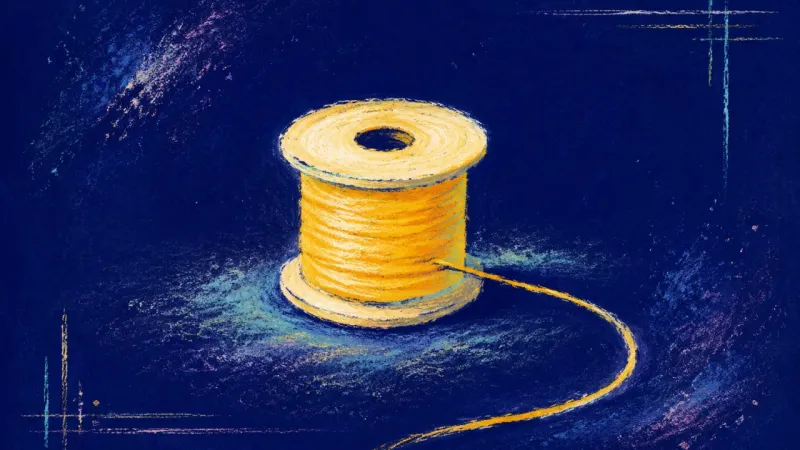 Open Thread A thread spool with its strand released into an open curve, symbolizing emotional honesty becoming a