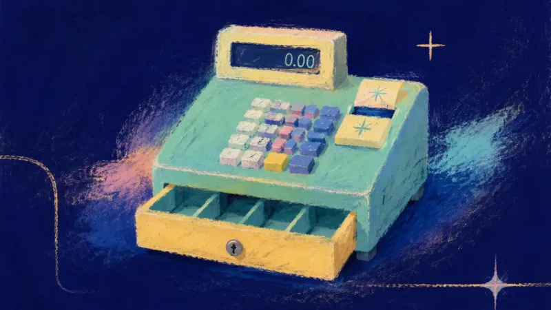 Clear Exchange A cash register restored to order, representing clear support terms, practical choice, and renewedط?
