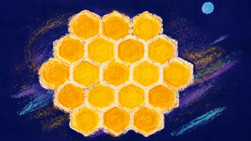 Restored Honeycomb An abstract honeycomb restored to an ordered pattern, representing care widening into balanced, reli