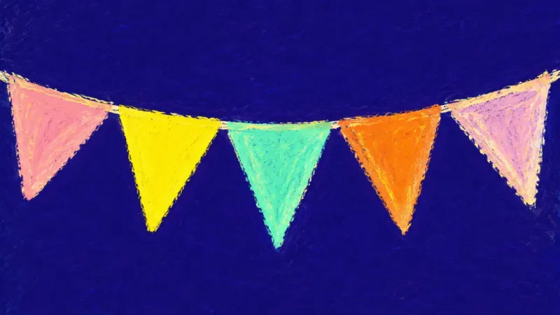 Reciprocal Rhythm Restored bunting represents friendship drift resolving through small reciprocal invitations, renewed