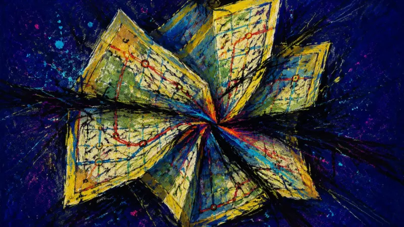 The Collapsed Map A map crushed into a tangled loop, representing post-interview rumination and the pressure to treat