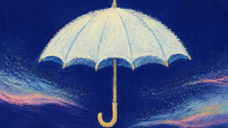Open Accord An open umbrella with evenly separated ribs, symbolizing accurate creative credit, direct support,