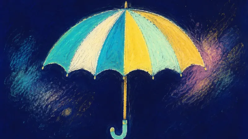 Authorship Reopened An open umbrella with orderly panels, symbolizing creative authority regained through direct inquiry