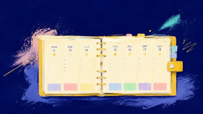 Steady Time An orderly planner represents friendship plans becoming concrete, reciprocal shared time through