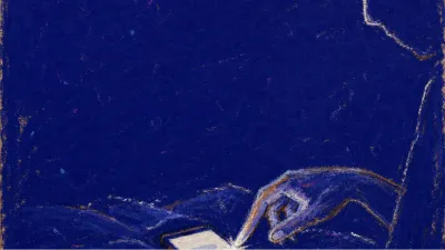 A figure on rumpled sheets reaches toward a lit phone, fingertips on glass as cold silver space widens around the chat