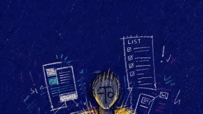 Output pressing through you A solitary figure under glowing screens and raised task lists, shoulders marked by warm pressure in deep indigo space