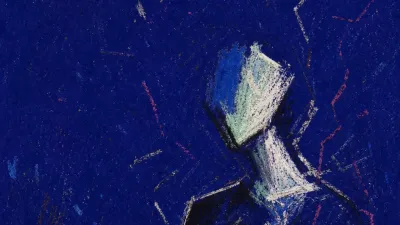 Braced before the next shift A solitary figure grips a phone with a contracted neck as broken message lines form a guarded perimeter around them