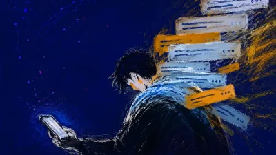 A figure with lowered shoulders as stacked message waves settle across the back, narrowing the warm space around the body.