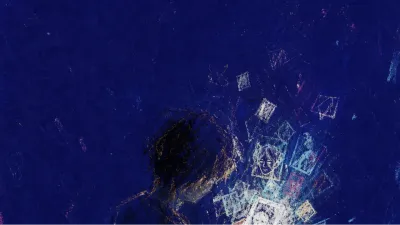 A solitary figure holding a glowing phone as old photos and thin silver threads push outward into open hands