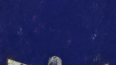 Measured by hidden rules A solitary figure with bracketed shoulders, unseen hands pressing covered rule sheets against skin in deep indigo space
