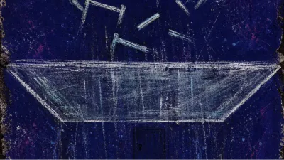 A solitary figure under a glass ceiling as distant hands move ladder rungs behind a veiled conference-room door