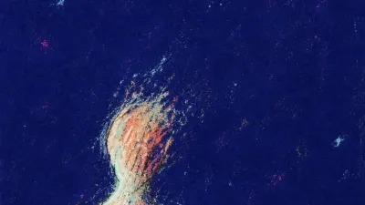 A solitary figure in deep indigo space, shoulders lit by harsh coral glow as warmth drains into surrounding rooms
