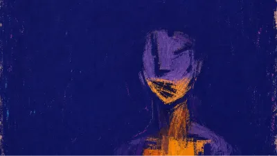 A solitary figure with a locked jaw and guarded chest, amber heat trapped under a calm dark surface