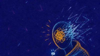 A figure clutches a blanket around their shoulders, thumb above a glowing feed, amber light breaking into cold blue static.