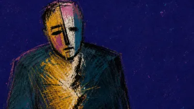 A figure gripping a table edge while speaking, ember gold light split by dark teal pressure around the chest