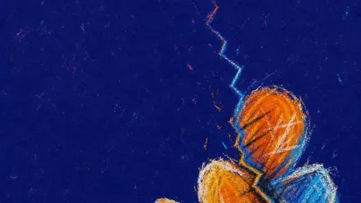 A side-turned figure locks a phone as a thumb hovers over a glowing message thread, amber lines breaking into cold blue.