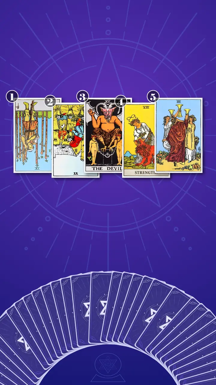 Tarot Card Spread:Five-Card Line Tarot Card Spread:Five-Card Line