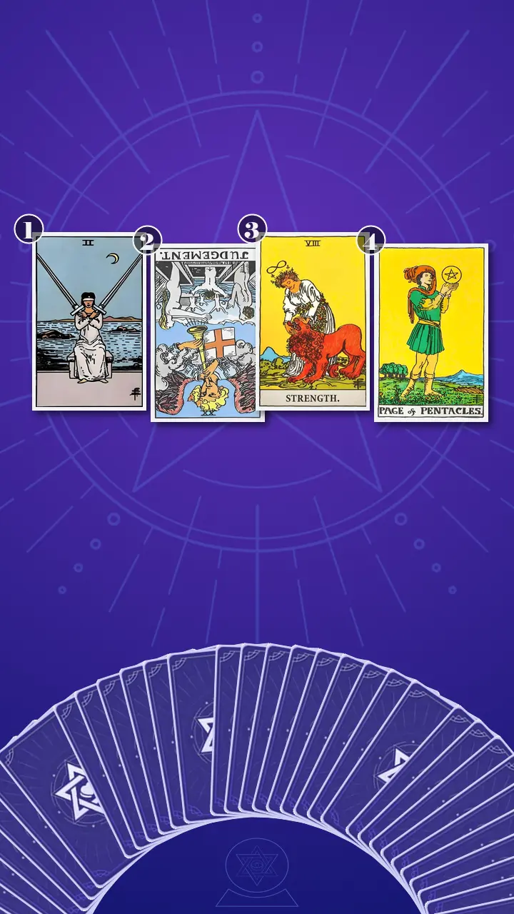 Tarot Card Spread:Situation-Obstacle-Advice-Outcome · Context Edition
