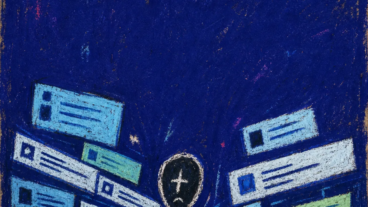 Screens closing in A solitary figure surrounded by glowing message threads, with many hands pushing screens toward the chest in deep indigo
