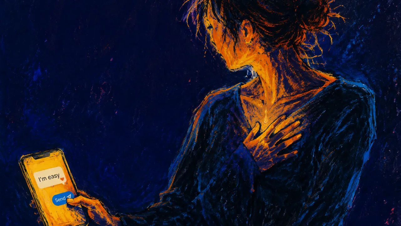 A sideways figure holds a phone showing 