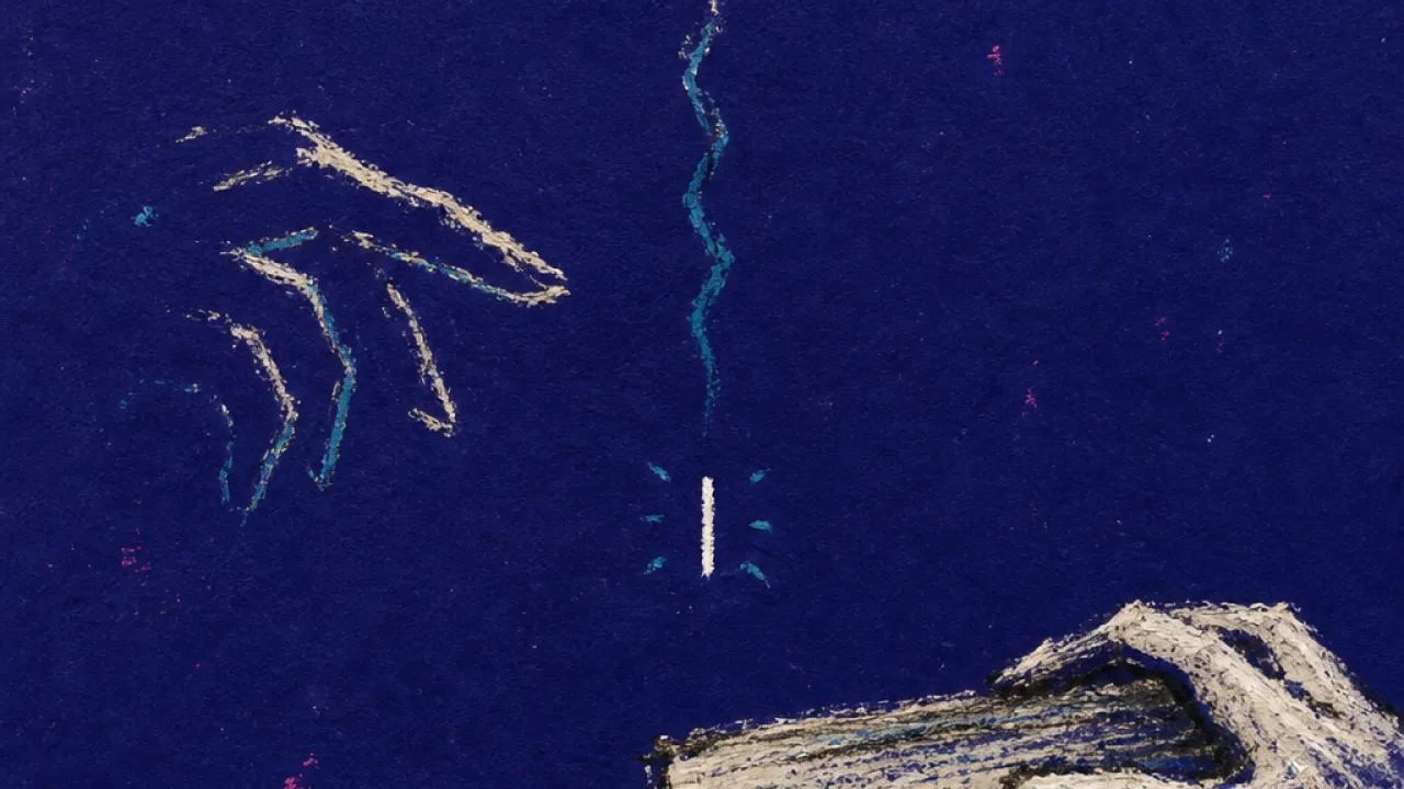 Ready, but still waiting A figure at a desk with one hand over a blinking cursor and another on a crowded calendar, white light splitting into teal